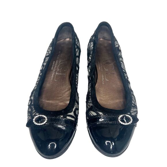 AGL ATTILIO GIUSTI LEOMBRUNI Ballet Flats Patent Leather Black Lace Size EU 36.5 - Picture 2 of 11